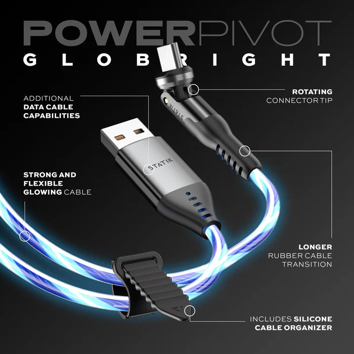 Statik - Câble Téléphone Lumineux - Powerpivot Cable Globright Usb-A To Usb-C - 1M