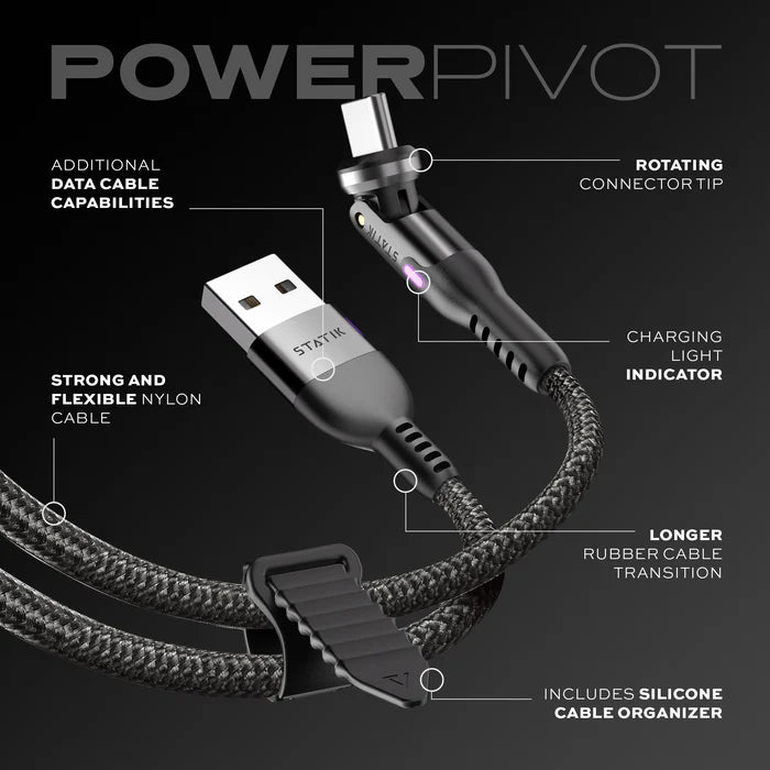 Statik - Câble Téléphone Magnétique - Powerpivot Cable Usb-A To Usb-C - 1M