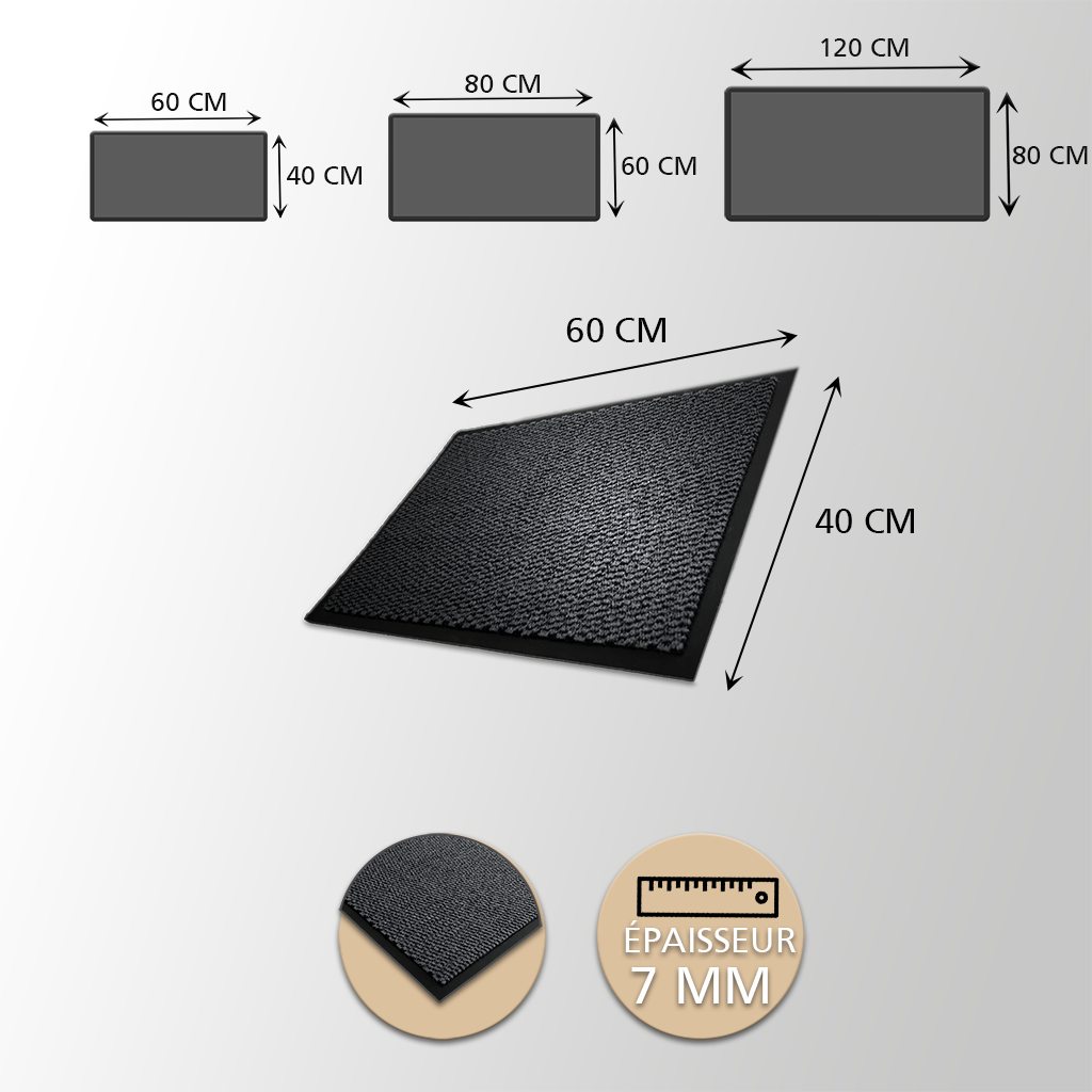 Paillasson Entrée - Plusieurs Tailles - Super Résistant et Super Absorbant - Antidérapant - Facile d'entretien