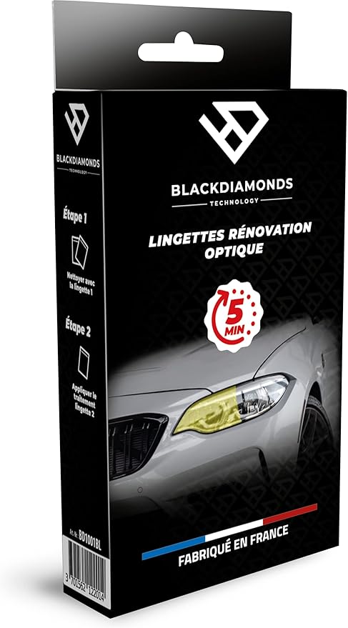BLACKDIAMONDS - Kit Rénovation Optiques De Phares - 3 Lingettes, Sans Ponçage
