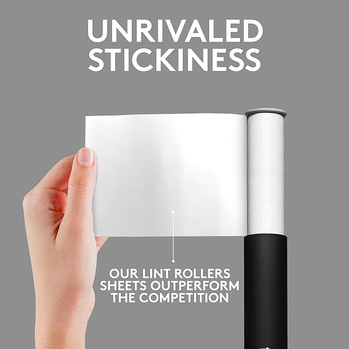 Rouleau Enleveur de Poils – 100 Feuilles Ultra-Adhésives | Élimine Facilement les Poils de Chats & Chiens sur Vêtements, Canapés et Tissus