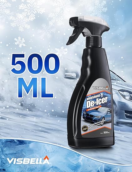 Visbella Dégivrant Spray 500ml - Dégivrant Rapide pour Pare-Brise, Serrures et Vitres - Élimine Glace et Givre Instantanément, Protection Anti-Reformation
