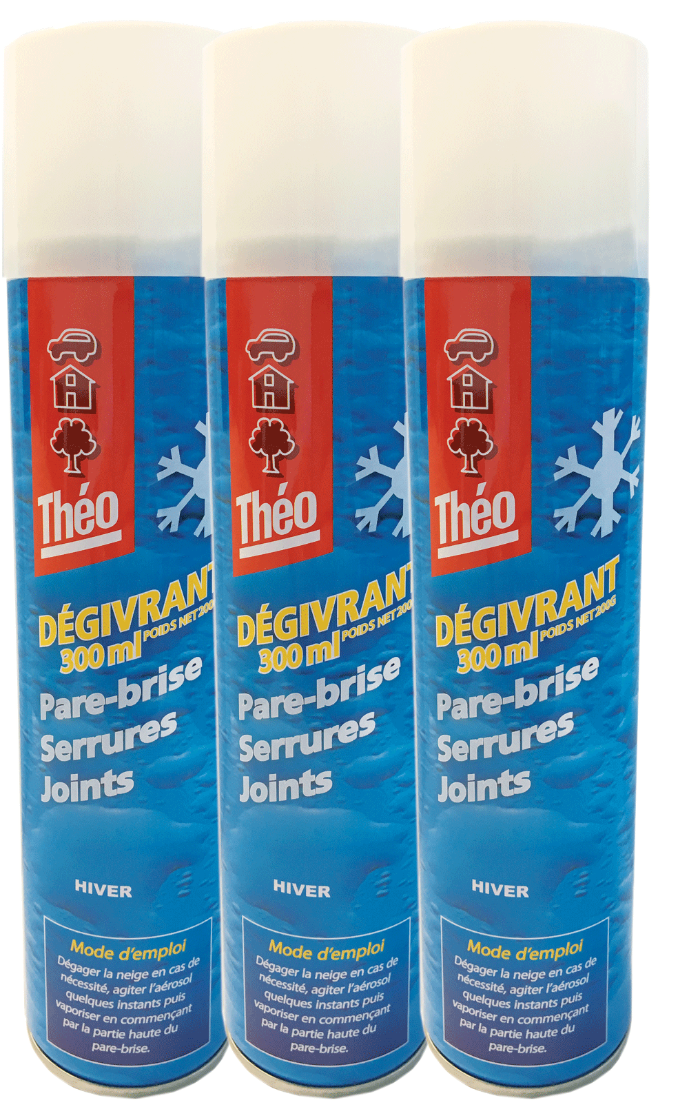 Théo Dégivrant Pare-Brise Voiture De-Icer, Retire en Un Instant Le Givre du Pare-Brise, 300 ML