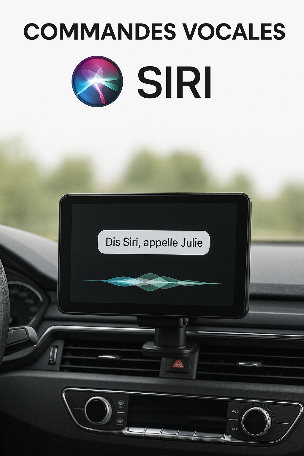 Théo - Écran Tactile Voiture 7" – CarPlay & Android Auto | Bluetooth, Wi-Fi, Siri, Mirror Link | Contient 1 Support, 1 Câble USB C, 1 Câble Aux, 1 Prise Allume Cigare