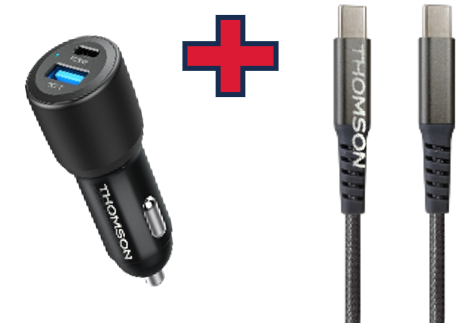 Thomson - Pack Chargeur De Voiture 60w + Cable USB-C 65W