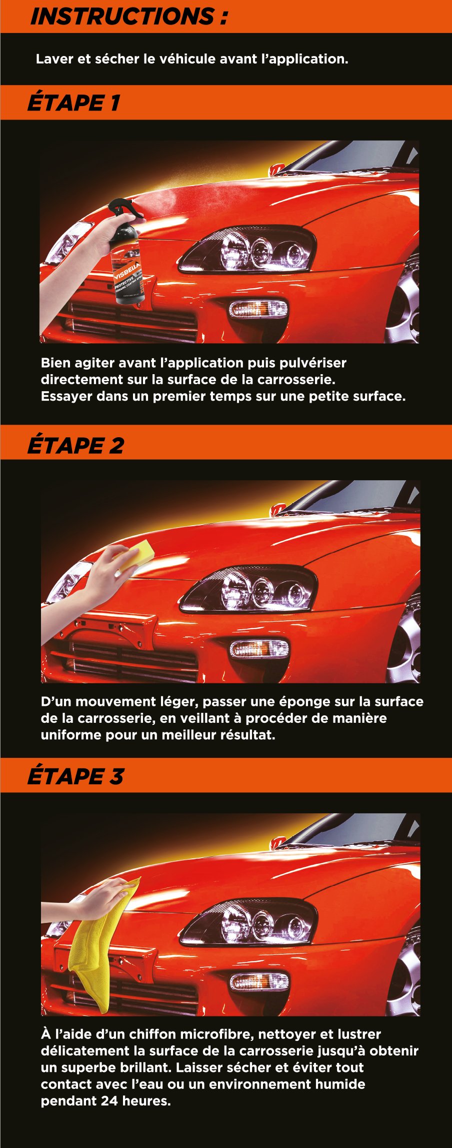 Visbella - Cire Céramique De Protection Voiture Coating Spray - Cire Nano Céramique Spray - Idéal Pour Votre Carrosserie - Entretien Longue Durée - Effet Brillant & Hydrophobe - 300 ML