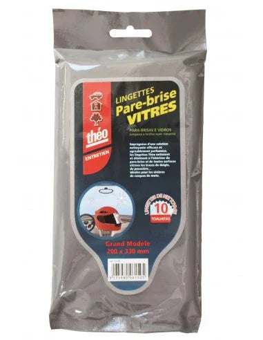 Théo - Lingettes De Nettoyage Impreg.Pare Brise / Vitres - 10 Lingettes