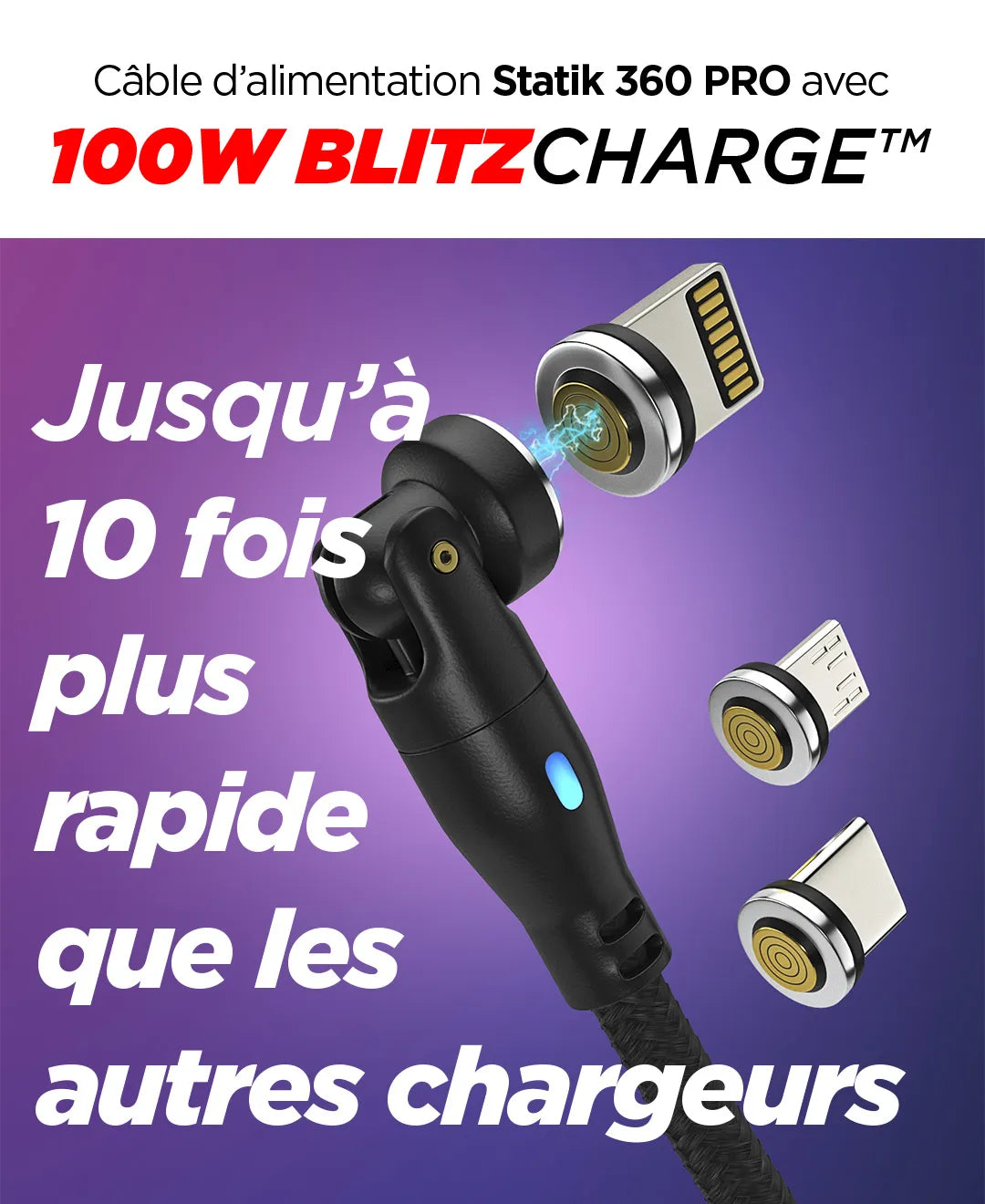 Statik - Câble Téléphone Multi-embouts - Statik 360 Pro Cable 2.0 - Plusieurs Tailles