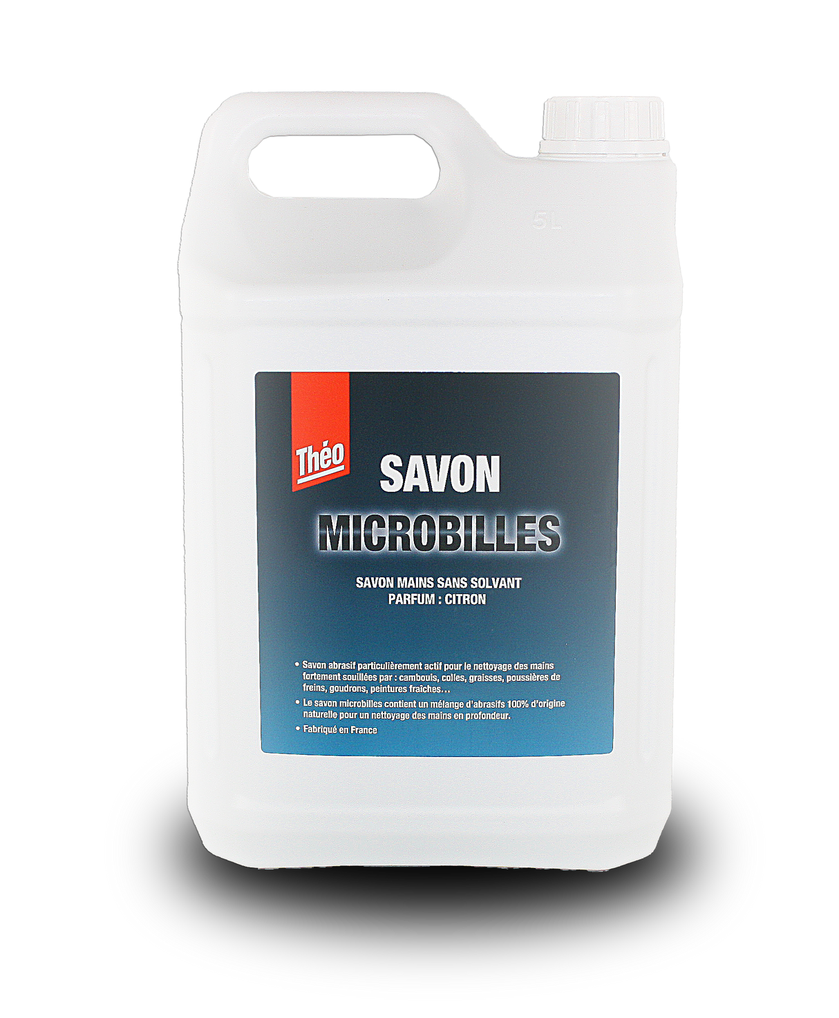 Théo - Savon Microbilles Mains Sans Solvant Avec Pompe Intégrée | Parfum Citron - Format Economique 5L