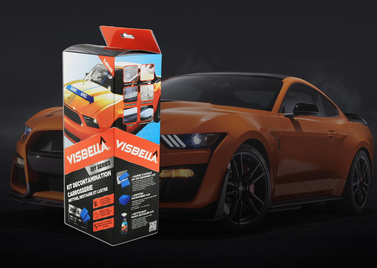 Visbella - Décontaminant Carrosserie Voiture - Nettoyage en Profondeur avec Argile Décontaminante pour Peinture et Carrosserie - Élimine Résidus, Polluants et Impuretés