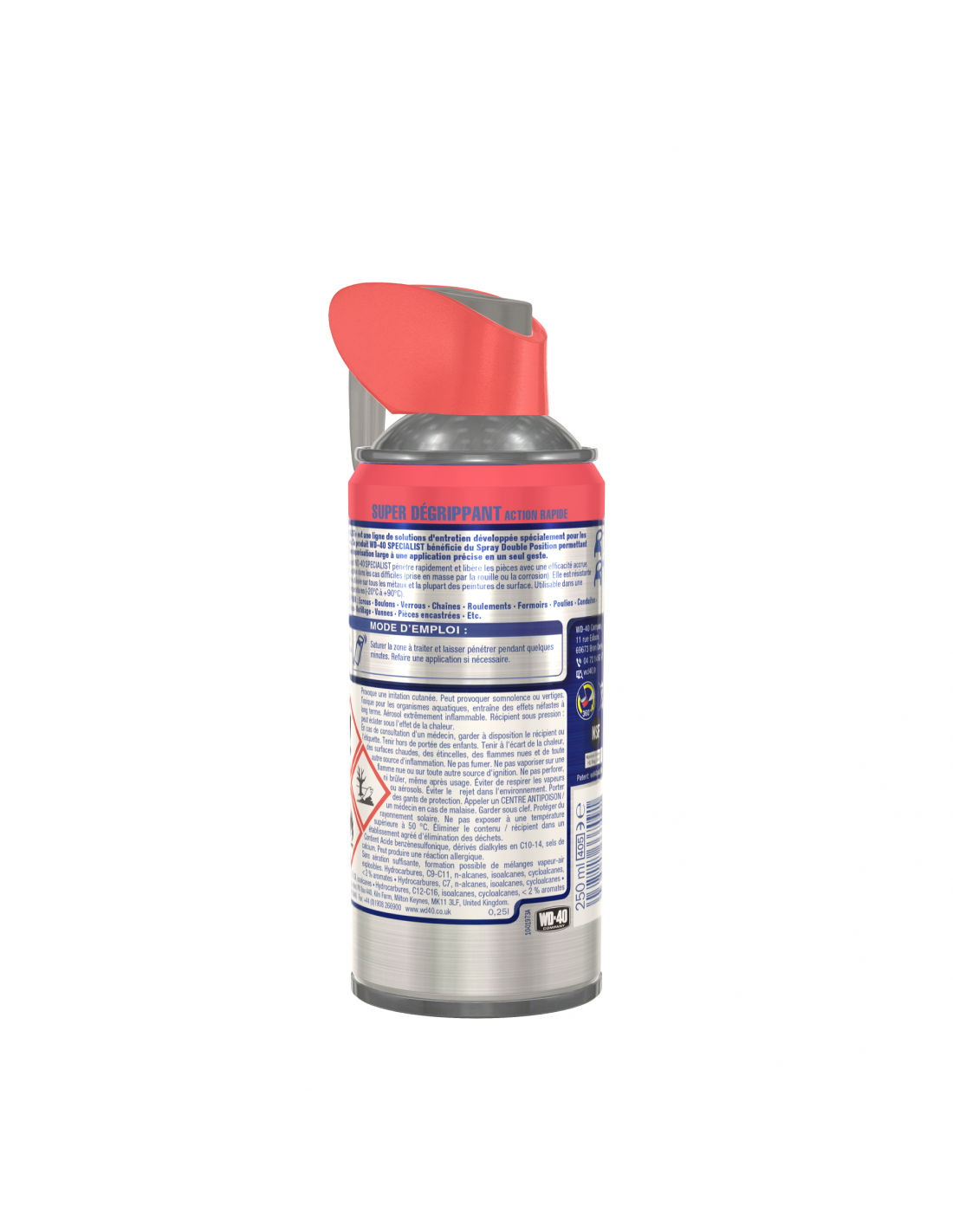 Dégrippant WD-40 aérosol le smart 500 ml tube inclinable 2 positions