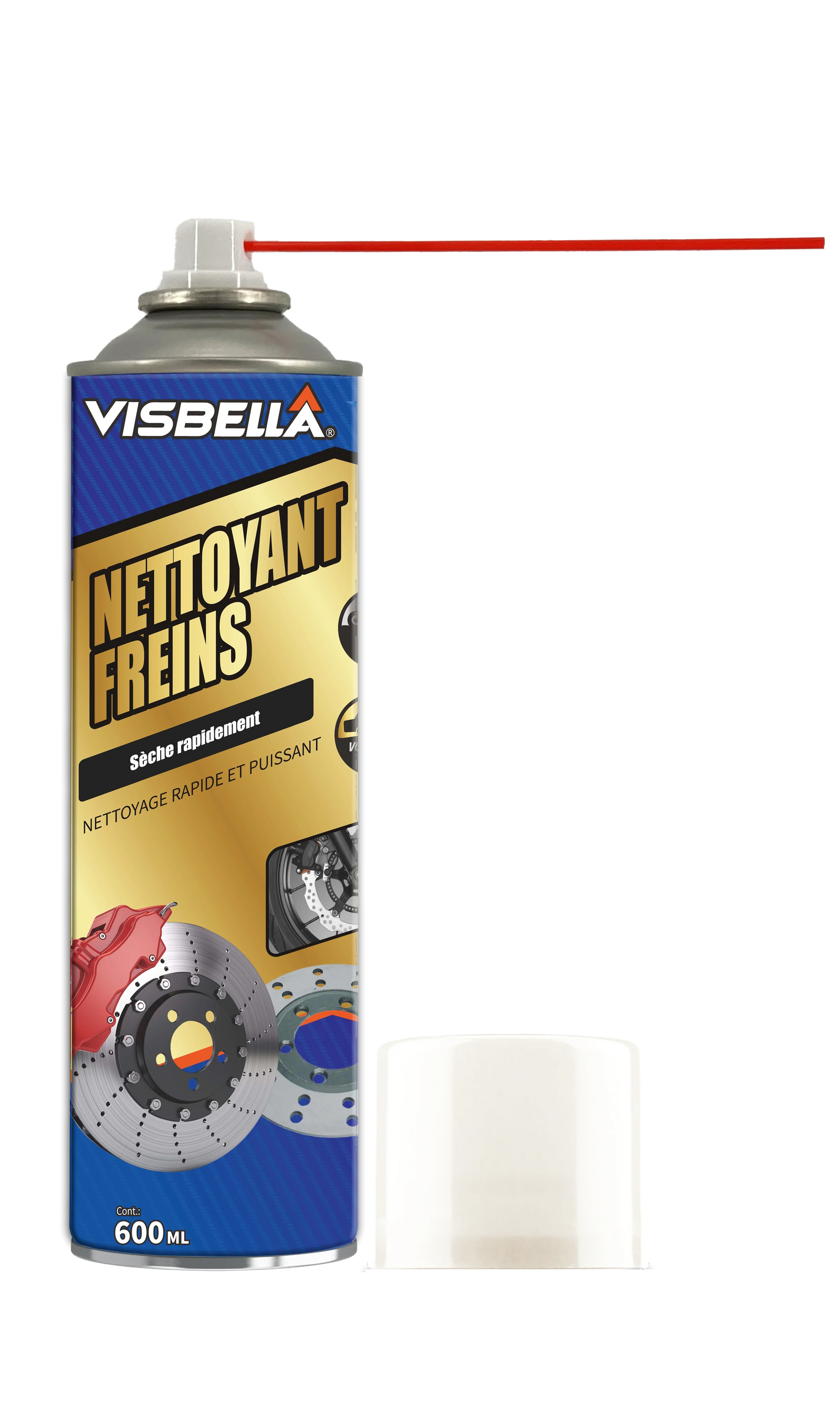 Nettoyant Freins 600 ml Visbella - Nettoyant pour Freins VoitureMoto, Brake - Cleaner, Super-Dégraissant, Ultra-Efficace, Rapide et Puissant