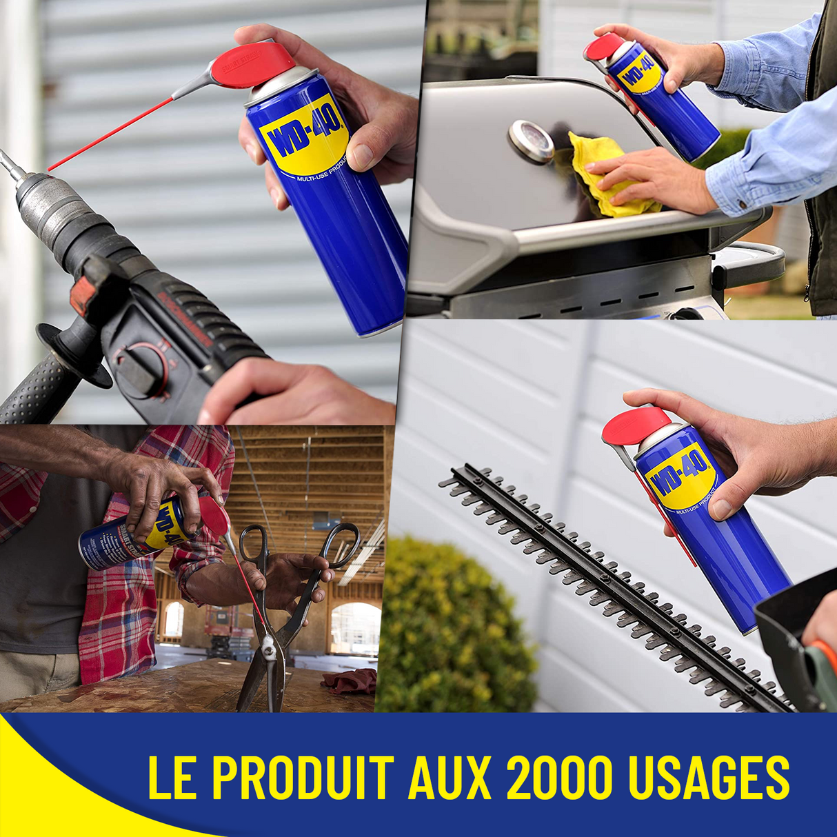 WD-40 Aérosol 250ml Spray Double Position +10% Gratuit – Lubrifiant, Dégrippant et Protecteur Polyvalent