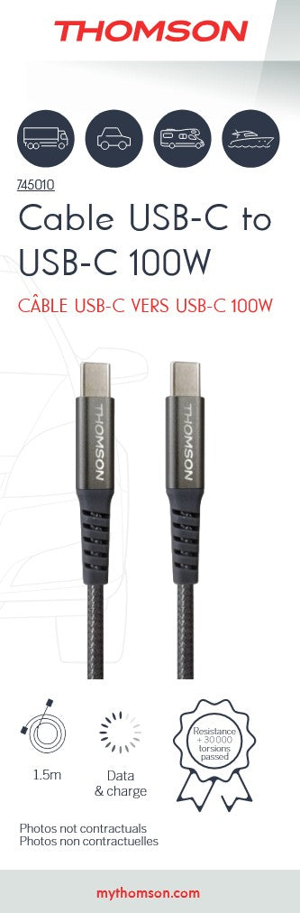 Câble De Données USB-C Type C Longueur 1 M - Câble Rond, Connecteurs USB-C Et HDMI, Neuf D'origine