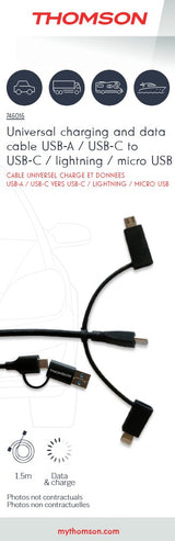 Thomson - CABLE UNIVERSEL DE CHARGE & DONNÉES 2.4A / 60W MULTI SORTIE