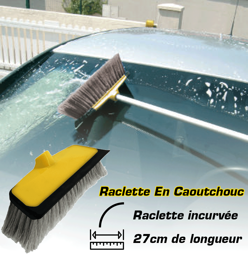 Brosse Lavage Voiture Télescopique jusqu'à 165 cm, Balai Brosse Télescopique Lavage, Lavage Optimal Brosse Douce, Manche résistant alu, Confort de Maintien, Gain de Temps avec la Raclette Intégrée
